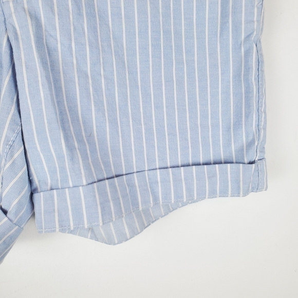 H&M Shorts Womens 6 Blue White Stripe  Cotton‎ Stretch Coastal Preppy Beach Cuff - Picture 6 of 11